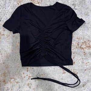Shein Black Cropped Shirt with Sinch in Middle